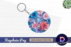 Floral circle Round Keychain PNG Product Image 1