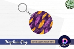 Purple and gold feathers Round Keychain PNG Product Image 1