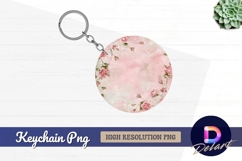 Pink floral background for Round Keychain PNG Product Image 1