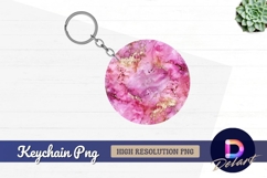 Pink marble and gold accent Round Keychain PNG Product Image 1