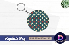 American flag star pattern Round Keychain PNG Product Image 1
