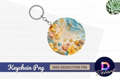 Watercolor with seashells Round Keychain PNG Product Image 1