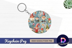 Watercolor gnomes and flowers Round Keychain PNG Product Image 1