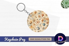 Seashells and starfish beach Round Keychain PNG Product Image 1