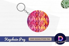 Abstract diamond watercolor pattern Round Keychain PNG Product Image 1