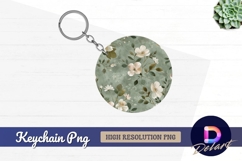 Floral pattern Round Keychain PNG Product Image 1