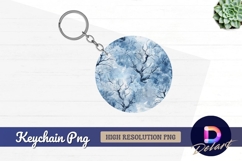 Winter tree watercolor Round Keychain PNG Product Image 1