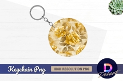 Golden yellow roses Round Keychain PNG Product Image 1