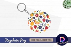 Colorful fruits pattern Round Keychain PNG Product Image 1