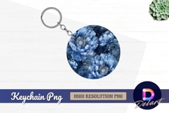 Blue watercolor floral arrangement Round Keychain PNG Product Image 1