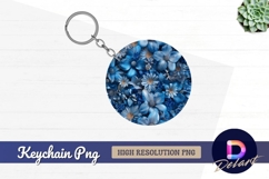 Blue flower arrangement Round Keychain PNG Product Image 1