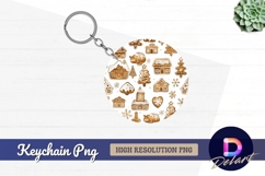 Gingerbread christmas pattern Round Keychain PNG Product Image 1
