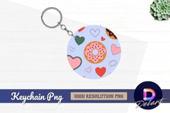 Hearts and donuts vector round keychain png Product Image 1