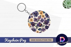 Floral pansies seamless pattern Round Keychain PNG Product Image 1