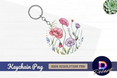 Watercolor flower collection for round keychain png Product Image 1