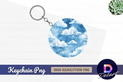 Watercolor sky with clouds Round Keychain PNG Product Image 1