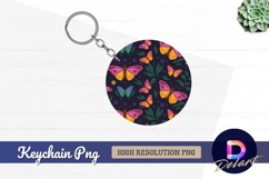 Colorful butterfly pattern round keychain png Product Image 1