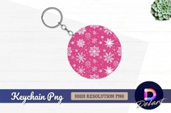 Pink winter snowflakes Round Keychain PNG Product Image 1