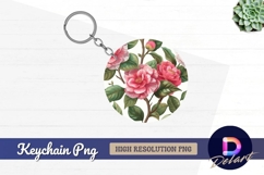 Camellia flower bouquet Round Keychain PNG Product Image 1