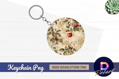 Watercolor apples and leaves Round Keychain PNG Product Image 1