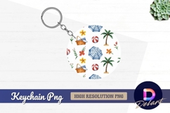 Watercolor summer pattern with picnic Round Keychain PNG Product Image 1