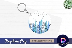 Hand drawn floral round keychain png Product Image 1