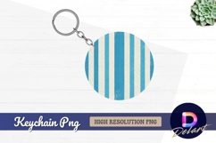 Blue and white striped round keychain png Product Image 1