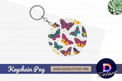 Colorful butterflies pattern round keychain png design Product Image 1