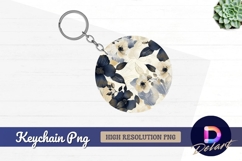 Elegant floral pattern Round Keychain PNG Product Image 1