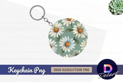 Daisy flower pattern Round Keychain PNG Product Image 1