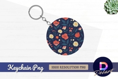 Floral pattern round keychain png design Product Image 1