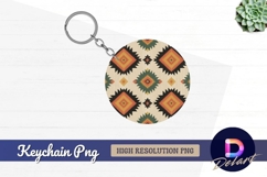 Round geometric tribal pattern Round Keychain PNG Product Image 1