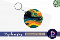 Colorful abstract fluid art round keychain png Product Image 1