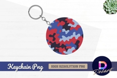 Red blue camouflage round keychain png image Product Image 1