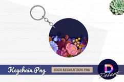 Floral round background with Round Keychain PNG Product Image 1