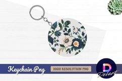 Floral round keychain png design Round Keychain PNG Product Image 1