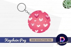 Pink hearts round keychain png watercolor style Product Image 1
