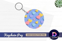 Colorful heart pattern round keychain png Product Image 1