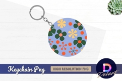 Retro floral round keychain png design Product Image 1