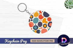 Playful abstract shapes design round keychain png Product Image 1
