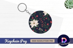 Round keychain png christmas floral Round Keychain PNG Product Image 1