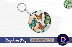 Colorful butterflies background round keychain png Product Image 1