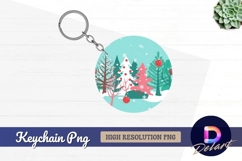 Whimsical christmas trees winter Round Keychain PNG Product Image 1
