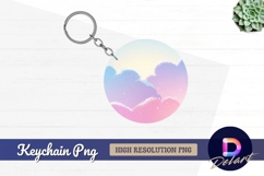 Pastel clouds sky Round keychain png Product Image 1