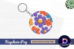 Colorful retro flower pattern for round keychain png Product Image 1