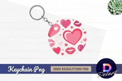 Hearts and kisses round keychain png design Product Image 1
