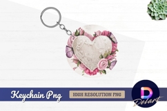Lace heart with roses round keychain png Product Image 1