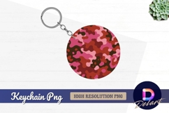 Pink and red camouflage Round keychain png Product Image 1