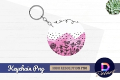 Pink watercolor floral round keychain png Product Image 1