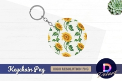 Watercolor sunflower pattern for Round Keychain PNG Product Image 1